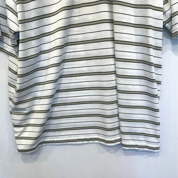 George Men's 3-Button Striped Golf Polo Shirt Sz XXL in White, Tan, Black Active - Picture 6 of 14